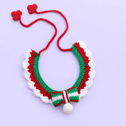 Christmas Gift Ruffle Crochet Pet Collar