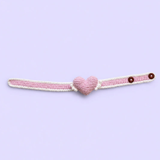 Pink Bell Crochet Pet Collar