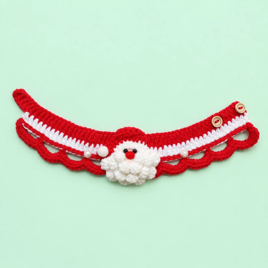 Red Ruffle White Flower Crochet Pet Collar