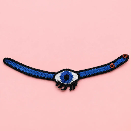 Blue Evil Eye Crochet Pet Collar