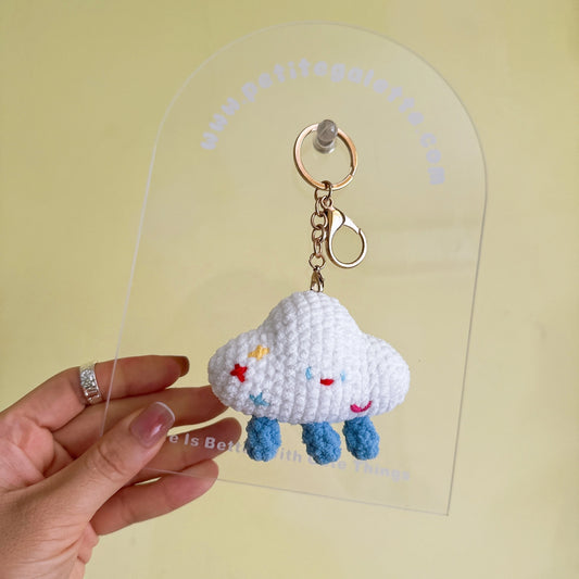 Smiling Cloud Crochet Plush Keychain