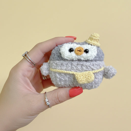 Gray Penguin Crochet AirPods Case