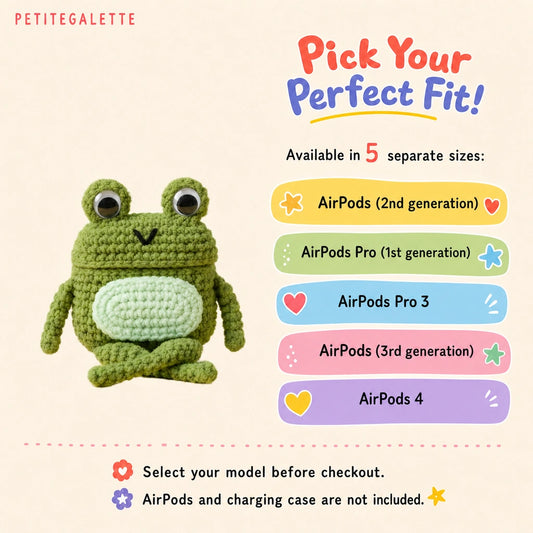 Green Frog Crochet AirPods Case