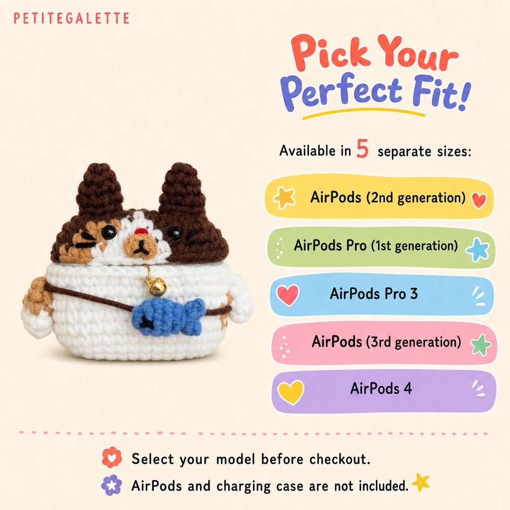 Calico Cat Crochet AirPods Case