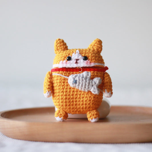 Orange Shiba Inu Crochet AirPods Case