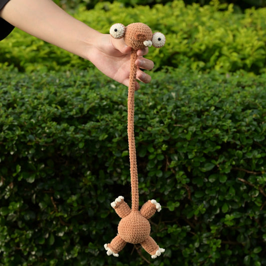 Long Neck Brown Sloth Crochet Bag Charm