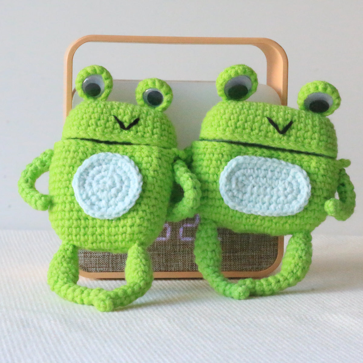 Dark Green Frog Crochet AirPods Case