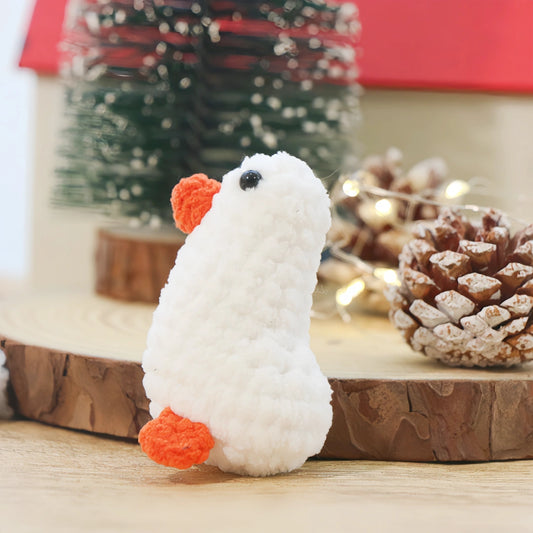 White Goose Crochet Plush Keychain