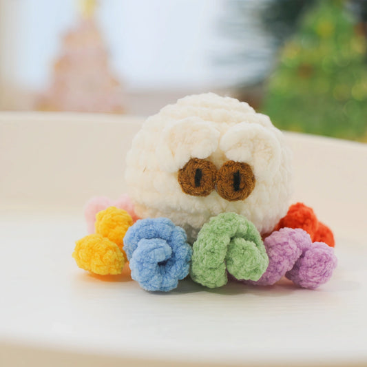 Rainbow Tentacle Octopus Crochet Plush Keychain