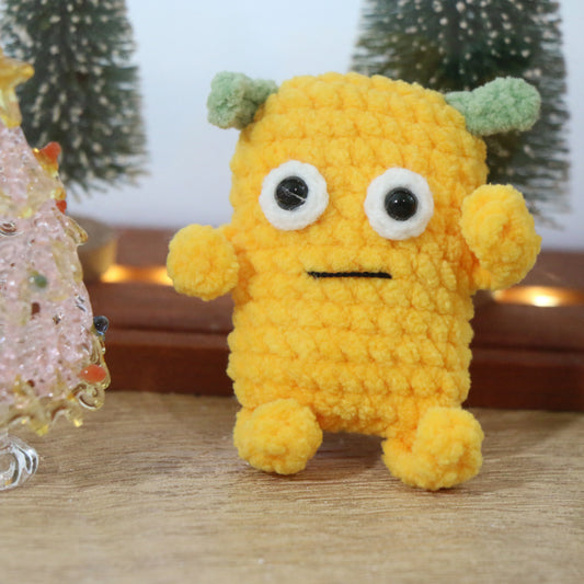 Yellow Robot Monster Crochet Plush Keychain