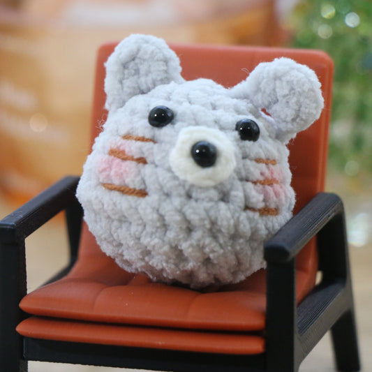 Gray Tiger Cat Crochet Plush Keychain