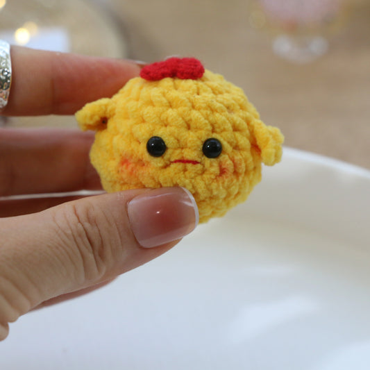 Yellow Chick Head Crochet Plush Keychain