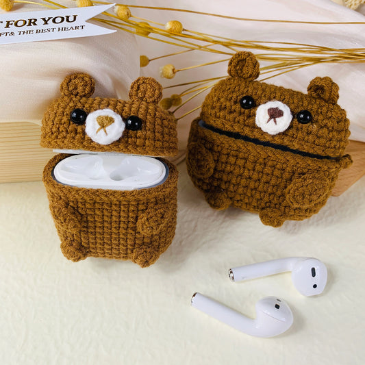 Brown Bear Crochet AirPods Case