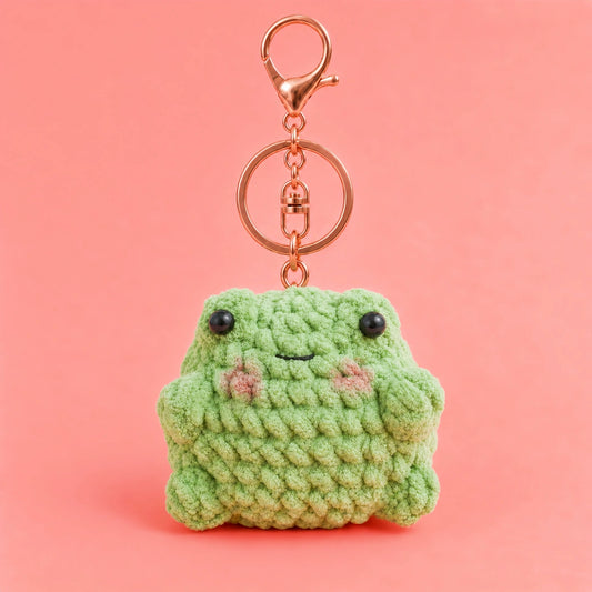 Green Round Frog Crochet Plush Keychain