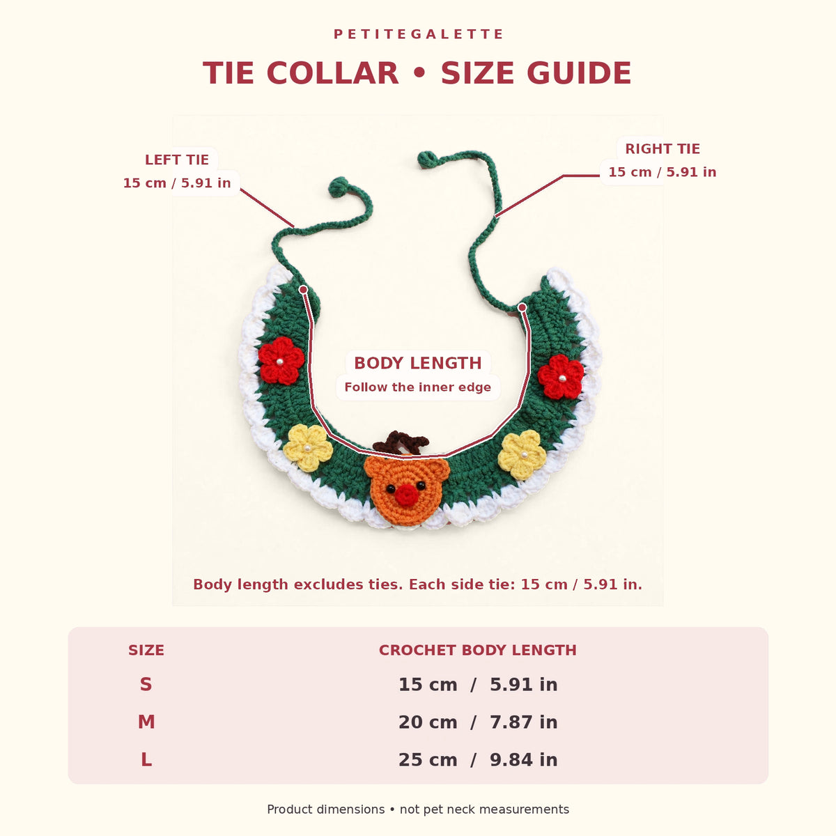 Red Bobble Fringe Crochet Pet Collar