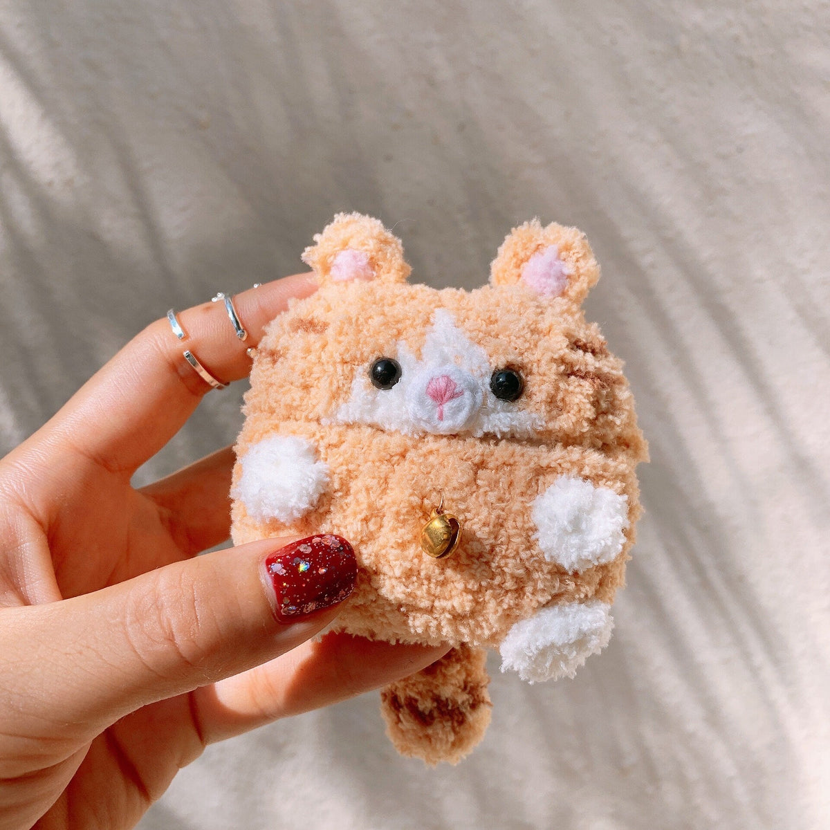 Gray Striped Cat Crochet AirPods Case