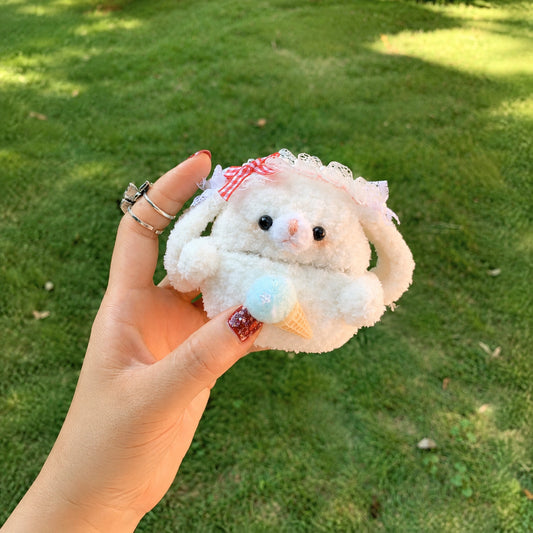 White Lace Sheep Crochet AirPods Case