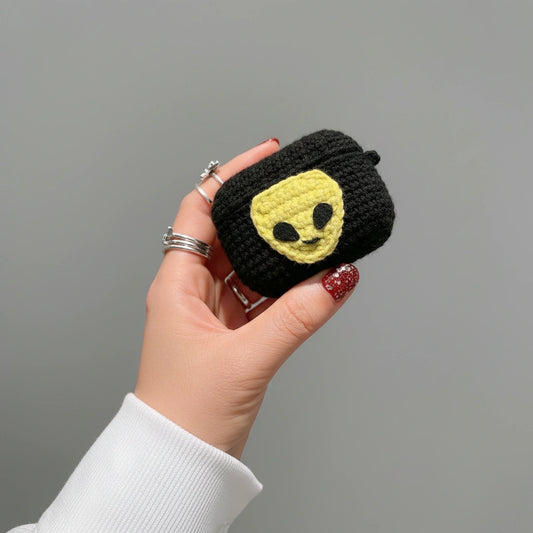 Black Alien Crochet AirPods Case