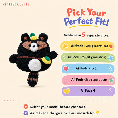 Black Panda Crochet AirPods Case