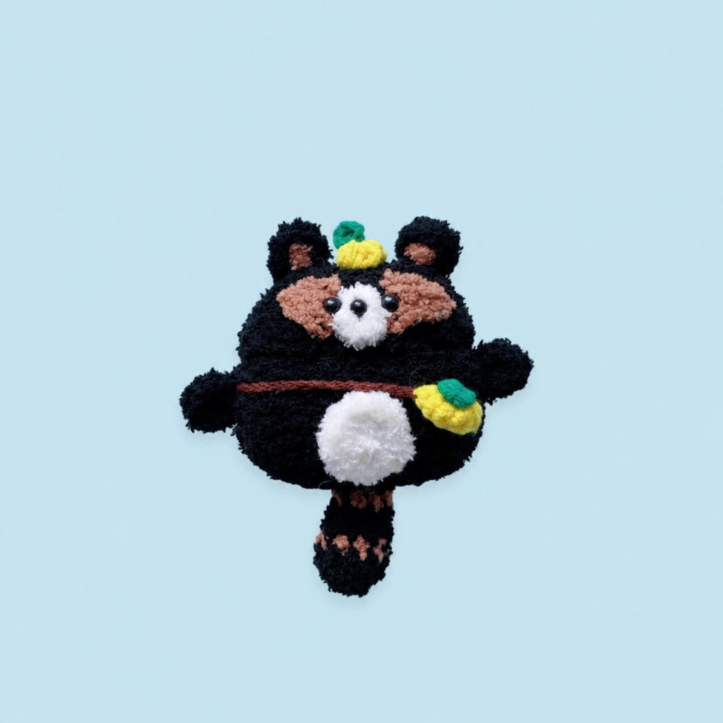 Black Panda Crochet AirPods Case