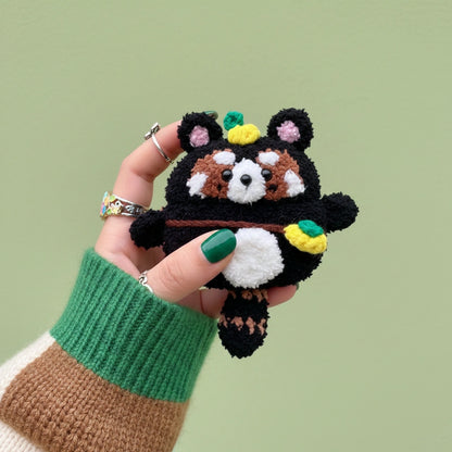 Black Panda Crochet AirPods Case