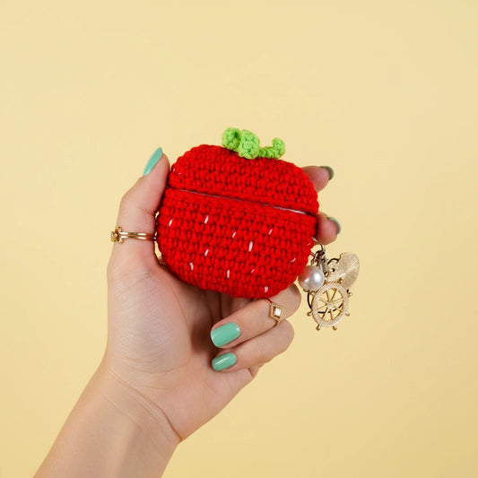 Red Strawberry Crochet AirPods Case
