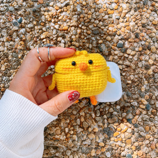 Yellow Chick Crochet AirPods Case