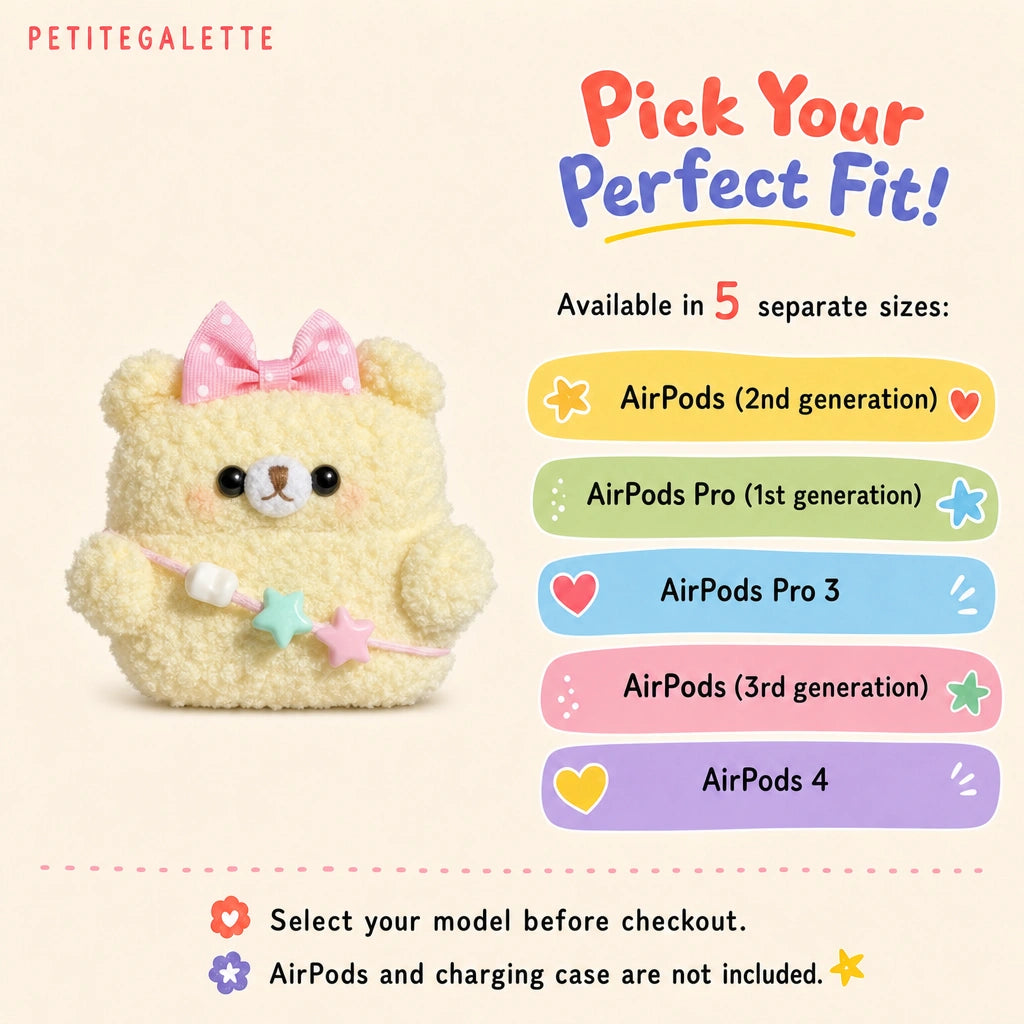 Yellow Bear Crochet AirPods Case