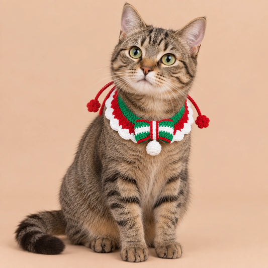 Christmas Gift Ruffle Crochet Pet Collar