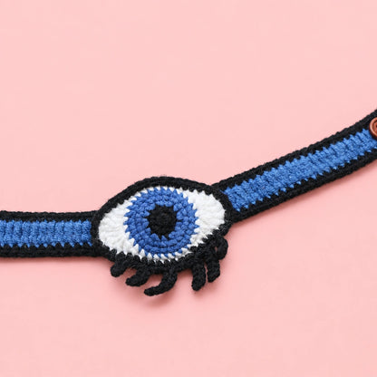 Blue Evil Eye Crochet Pet Collar