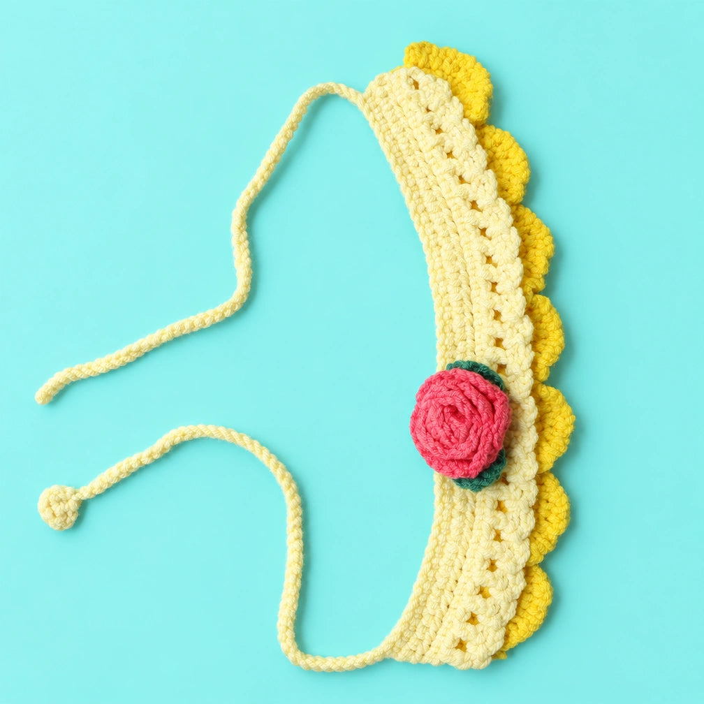 Yellow Rose Ruffle Crochet Pet Collar