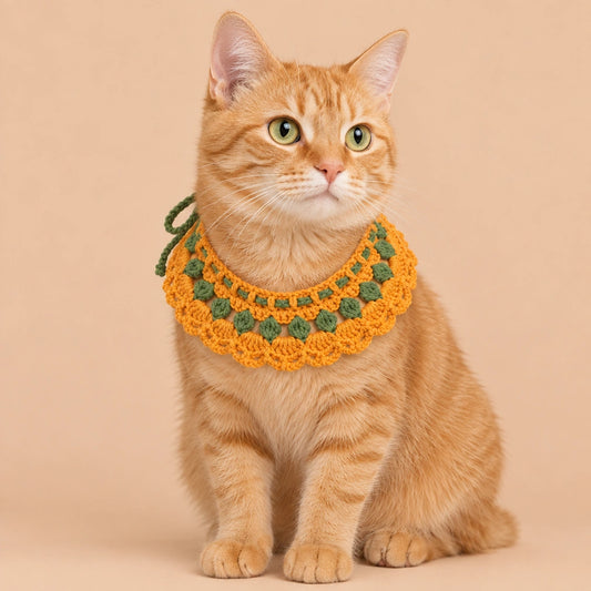 Mustard-and-Green Layered Ruffle Crochet Pet Collar