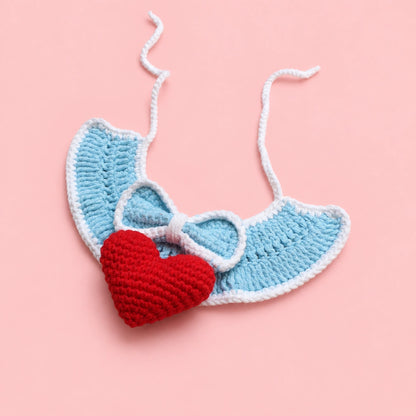Blue Bow Heart Bib Crochet Pet Collar