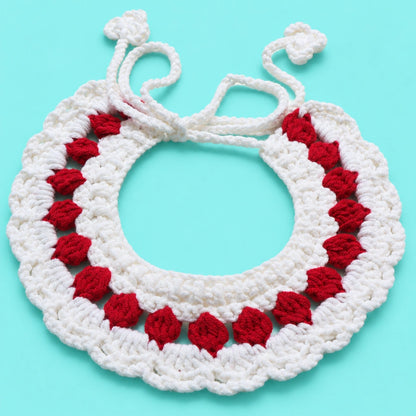 Red-and-White Loop Ruffle Crochet Pet Collar