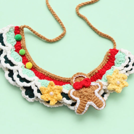 Gingerbread Christmas Garland Crochet Pet Collar