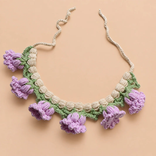 Purple Tulip Vine Crochet Pet Collar