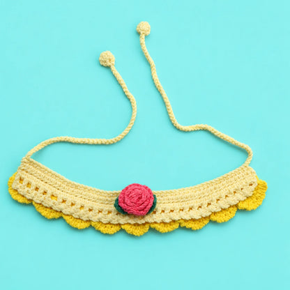 Yellow Rose Ruffle Crochet Pet Collar