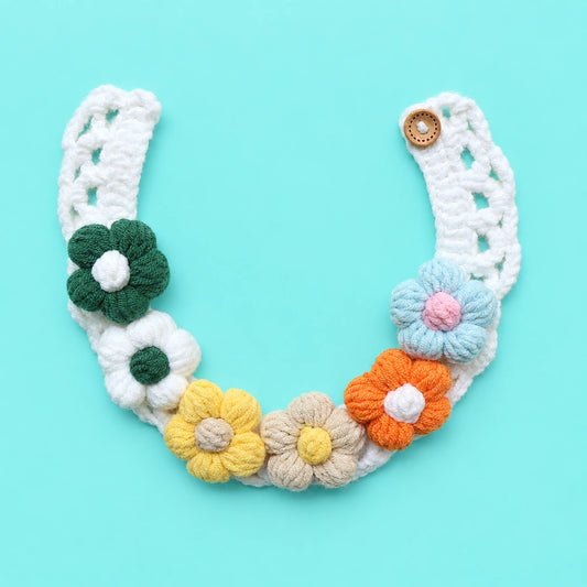 Multicolor Flower Crochet Pet Collar