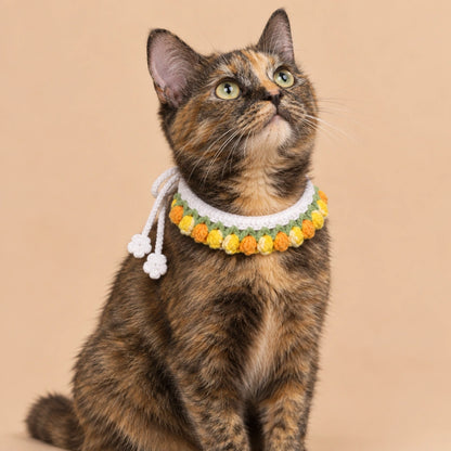 Yellow Flower Fringe Crochet Pet Collar