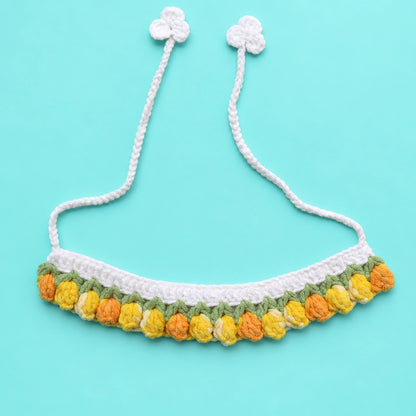 Yellow Flower Fringe Crochet Pet Collar