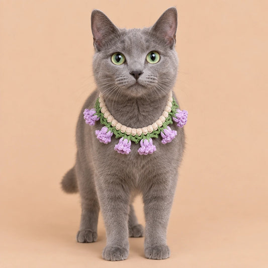 Purple Tulip Vine Crochet Pet Collar