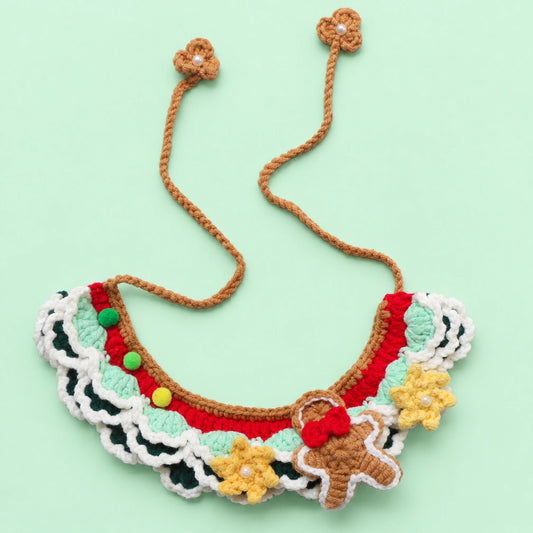 Gingerbread Christmas Garland Crochet Pet Collar
