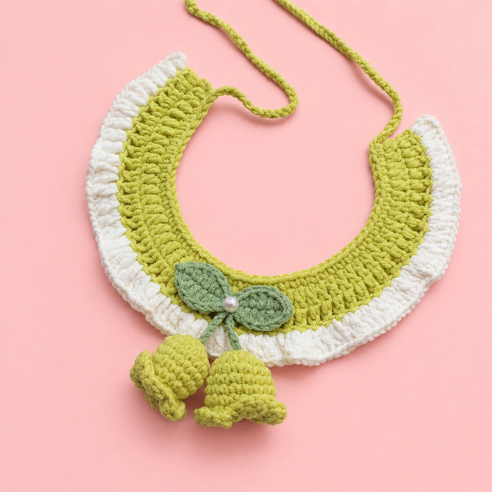 Sage Bow Tassel Crochet Pet Collar