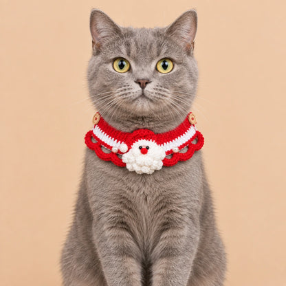 Red Ruffle White Flower Crochet Pet Collar