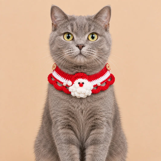 Red Ruffle White Flower Crochet Pet Collar