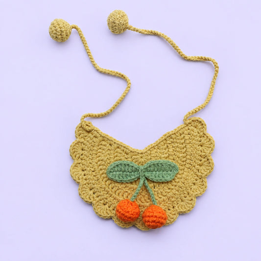 Olive Cherry Bib Crochet Pet Collar