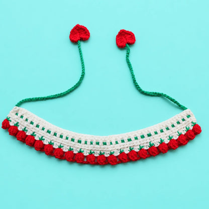 Red Bobble Fringe Crochet Pet Collar