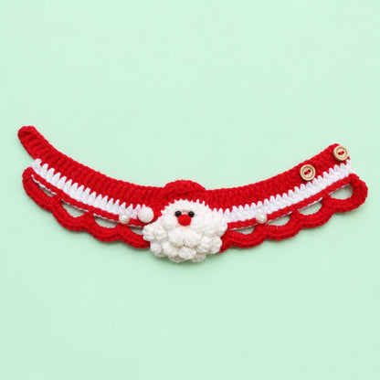 Red Ruffle White Flower Crochet Pet Collar