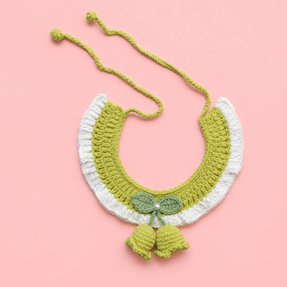 Sage Bow Tassel Crochet Pet Collar