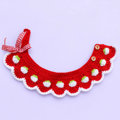Red Daisy Scallop Crochet Pet Collar